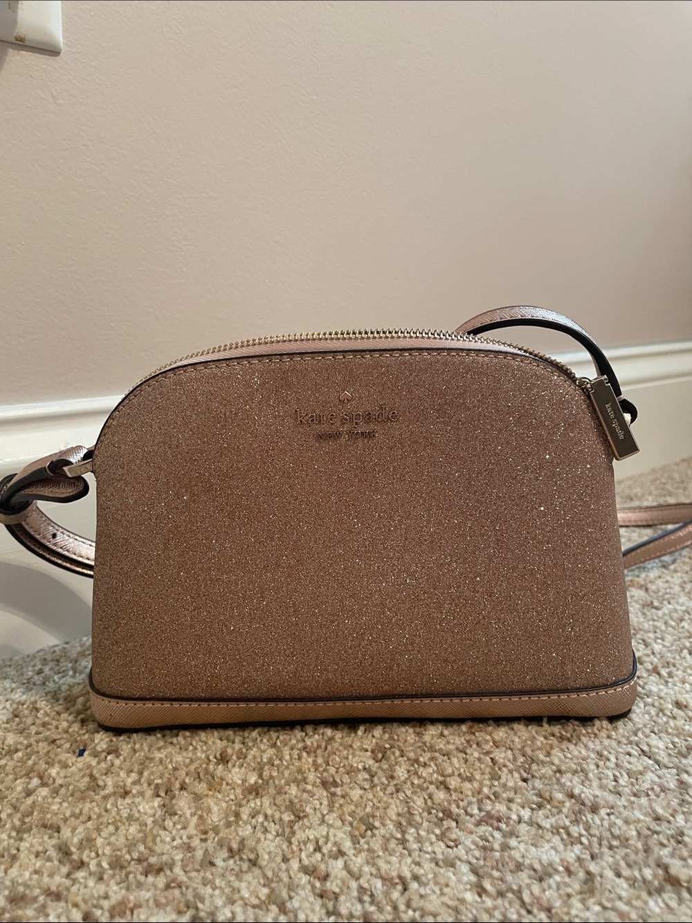 kate spade Rose Gold Glitter Crossbody Shoulder Bag - Picture 2 of 4